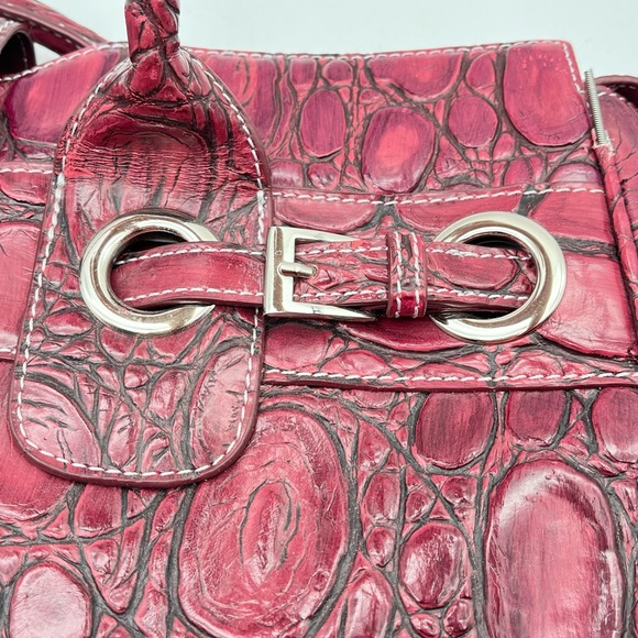 Large Charlie Lapson Leather Shoulder Bag Purse Burgundy size 16”x11” Laptop - Picture 4 of 16